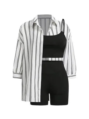 Striped Outfit Set, Black