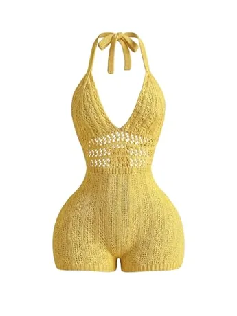 Backless Jumpsuit, Yellow