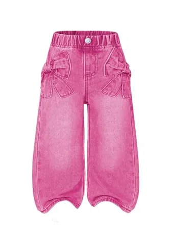 High Waisted Denim Jeans, Hot Pink (4T)