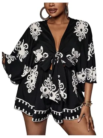Plus Size Wide Leg Jumpsuit, Black (XX-Large Plus)
