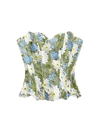 Floral Corset Top, Green
