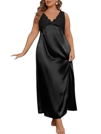 Plus Size Lace Sleep Set, Black