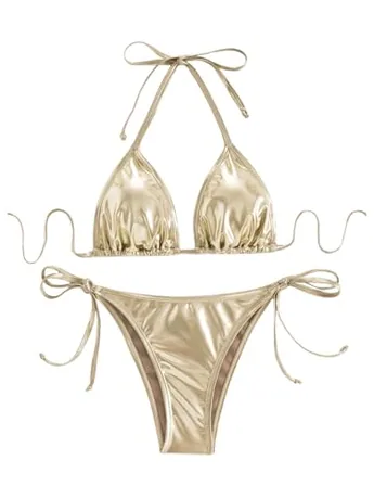 Halter Swimsuit, Gold (Medium)