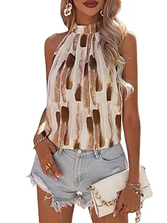 Sleeveless Halter Blouse, Coffee