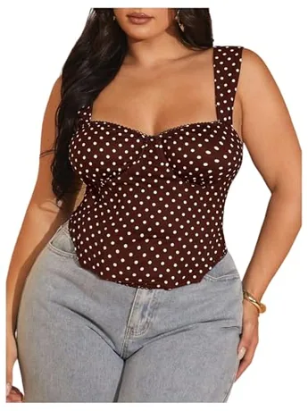 Plus Size Sleeveless Corset Top, Coffee