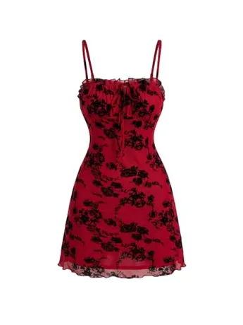Mini Mesh Dress, Burgundy (Small)