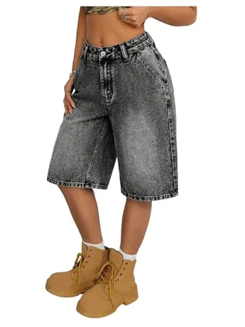 Wide Leg Denim Jeans, Grey