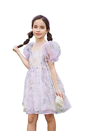Midi Floral Dress, Purple