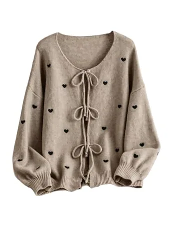 Plus Size Long Sleeve Knit Knitwear, Khaki