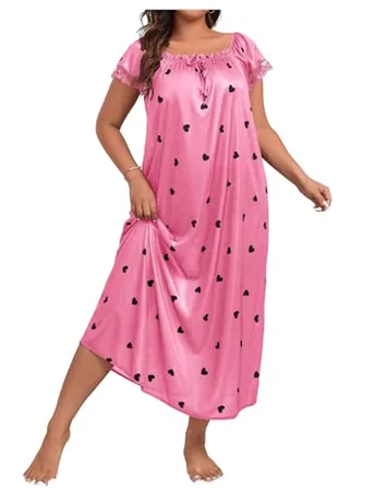 Plus Size Lace Sleep Set, Pink (3X-Large Plus)