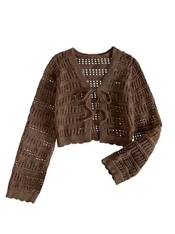 Cropped Knit Knitwear, Brown