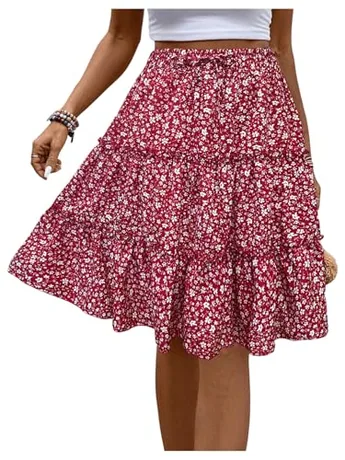 Floral Skirt, Red (Large)