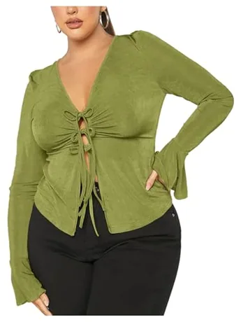 Plus Size Ruched T-Shirt, Green