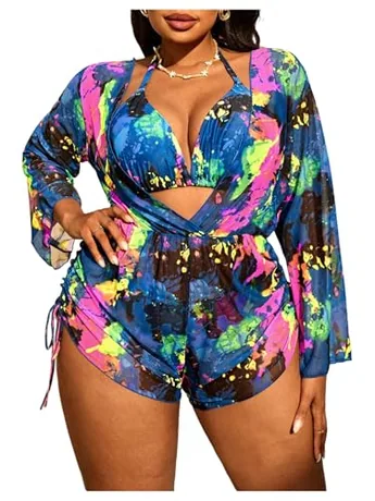 Plus Size Graphic Swimsuit, Multicolour