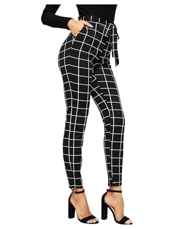 Plaid Leggings, Black (Medium)