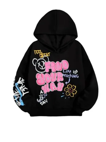 Long Sleeve Graphic Knitwear, Black (14 Years)