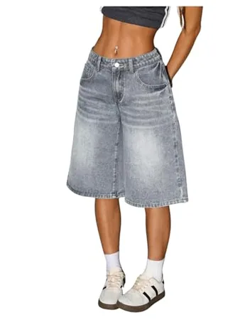 Wide Leg Denim Jeans, Grey