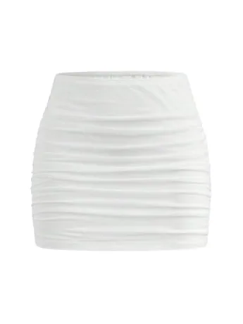 Mini Mesh Skirt, White (Large)