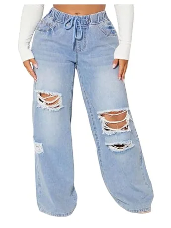 Plus Size Wide Leg Denim Jeans, Blue (3X-Large Plus)