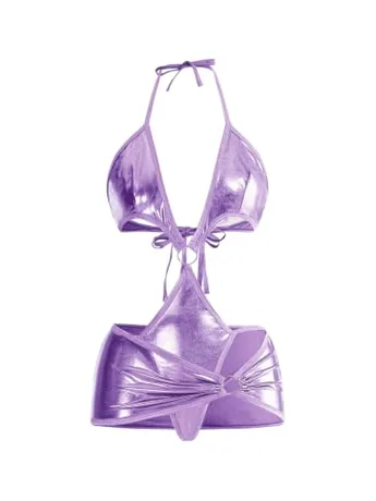 Halter Bodysuit, Purple (Large)