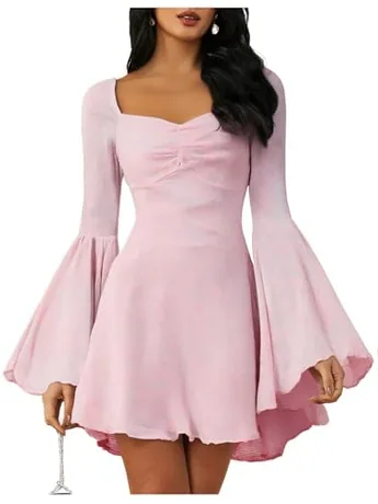 Long Sleeve Floral Dress, Pink