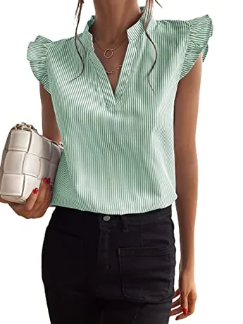 Striped Blouse, Mint (Medium)