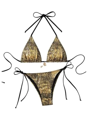 Halter Swimsuit, Gold