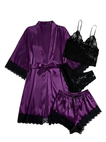 Satin Sleep Set, Black (Medium)