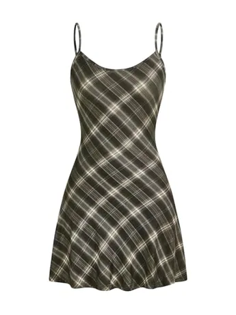 Mini Plaid Dress, Black