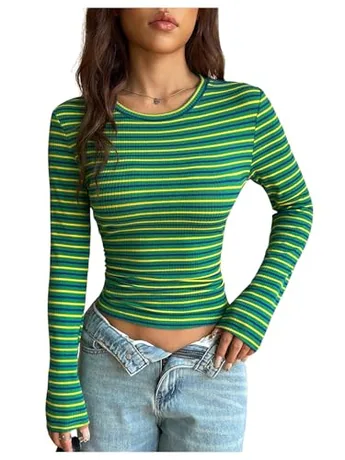 Long Sleeve Knit T-Shirt, Green