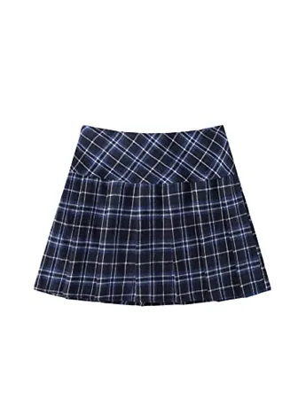Mini Plaid Skirt, Navy
