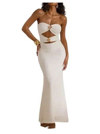 Maxi Ruched Dress, White