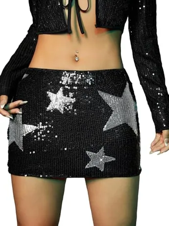 Mini Sequin Skirt, Black (Medium)