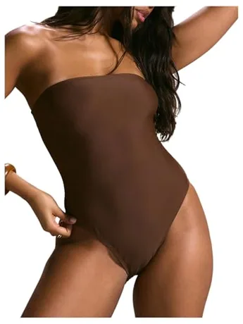 Swimsuit, Coffee (strapless)