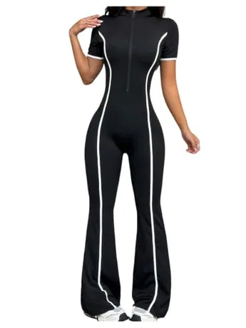 Short Sleeve Jumpsuit, Black