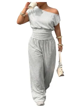 Plus Size Ruched Outfit Set, Grey