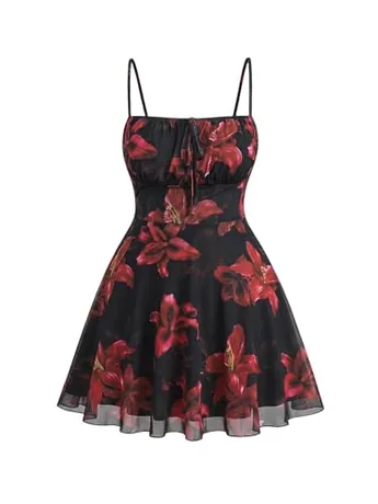 Plus Size Mesh Dress, Red