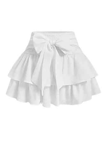 Plus Size Mini Ruffle Skirt, White