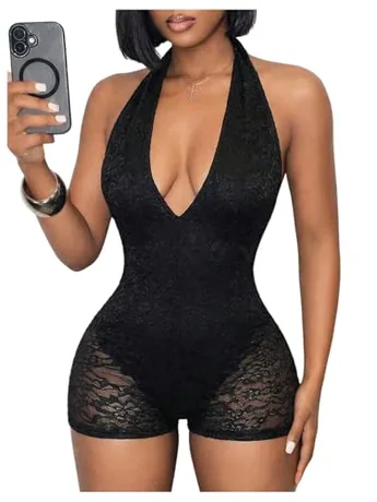 Lace Jumpsuit, Black (Small)
