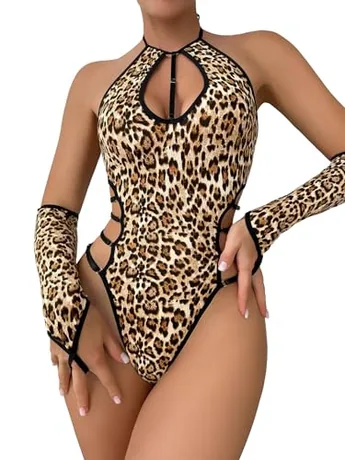 Leopard Bodysuit, Brown