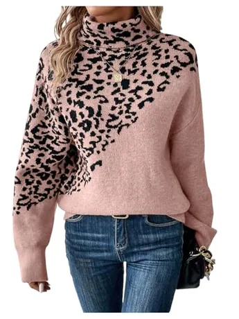 Long Sleeve Knit Knitwear, Pink (Small)