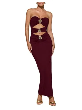Ruched Dress, Burgundy