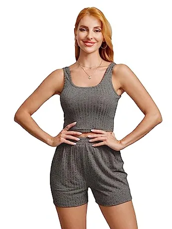 Ribbed Outfit Set, Grey (sleeveless)