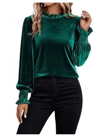 Velvet Blouse, Dark Green