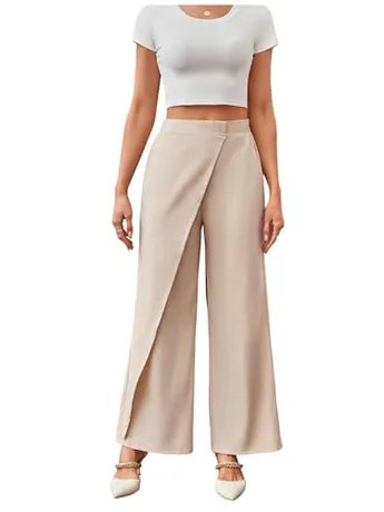 Wide Leg Trousers, Apricot (Large)