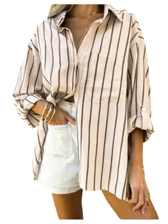 Long Sleeve Striped Shirt, Coffee