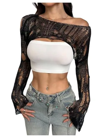 Off Shoulder Crop Top, Black (Medium)