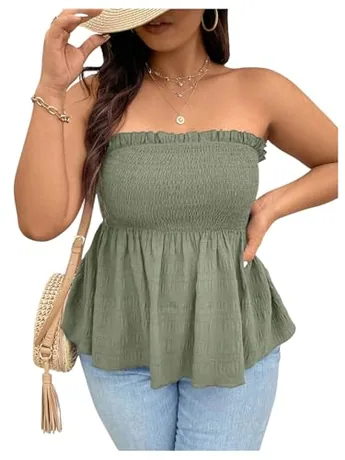 Plus Size Ruffle Tube Top, Mint (XX-Large Plus)