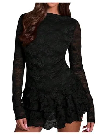 Mini Lace Dress, Black