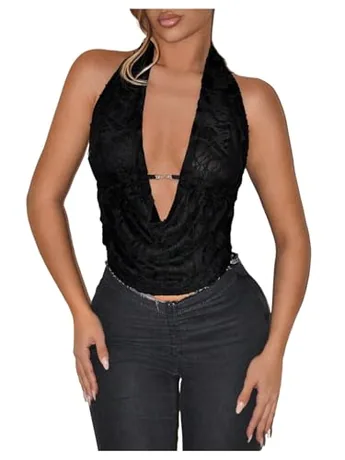 Sleeveless Backless Top, Black